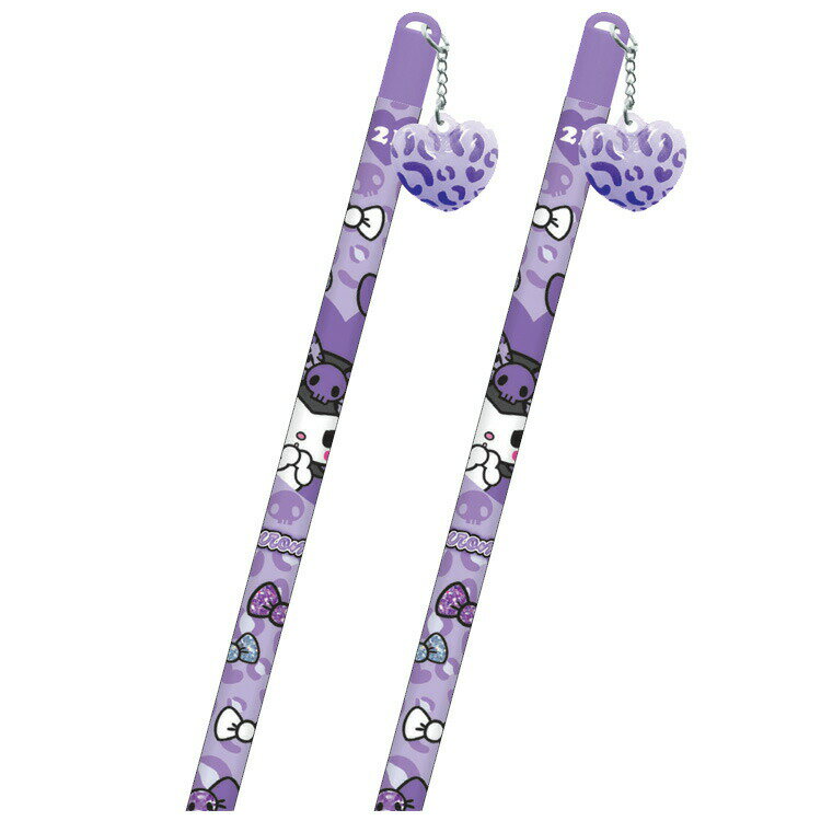 2本セット クロミ チャーム付き鉛筆2B丸 パープル 069489 ギャルアート ビッグリボン SANRIO サンリオ..