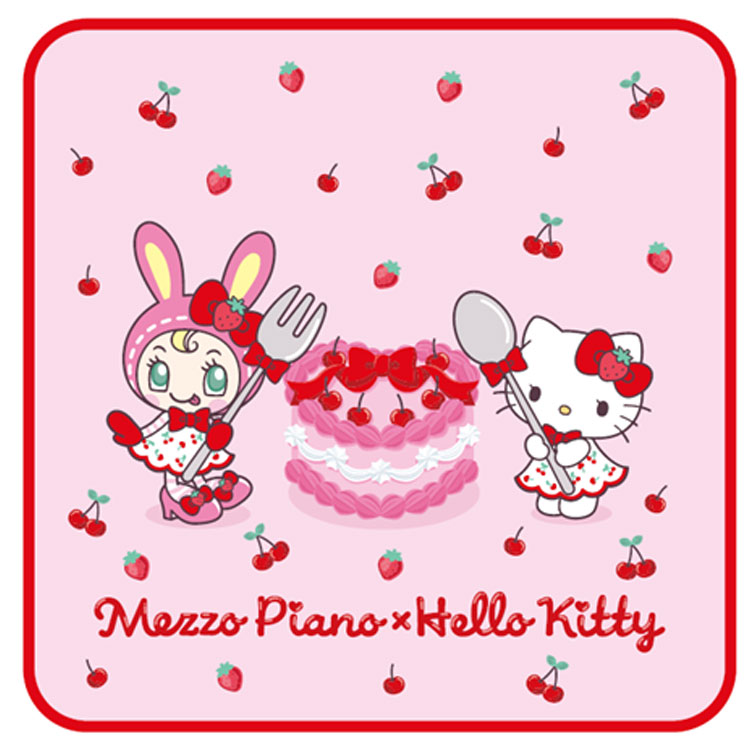 メゾピアノ×ハローキティ ロゴ刺繍ミニタオル パネル柄 855307 SANRIO サンリオコラボのサムネイル