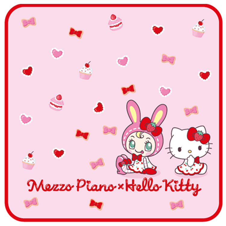 メゾピアノ×ハローキティ ロゴ刺繍ミニタオル おすわり柄 855314 SANRIO サンリオコラボのサムネイル
