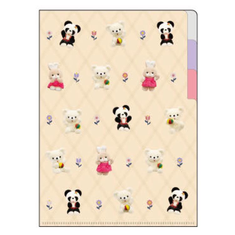 レトロぬいぐるみこれくしょん クリアファイルA5 3P ベージュ 957807 レトロ アニマル 吉徳