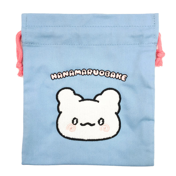 はなまるおばけ サガラ刺繍巾着 ブルー 巾着袋 袋 ふくろ 小物入れ 808857