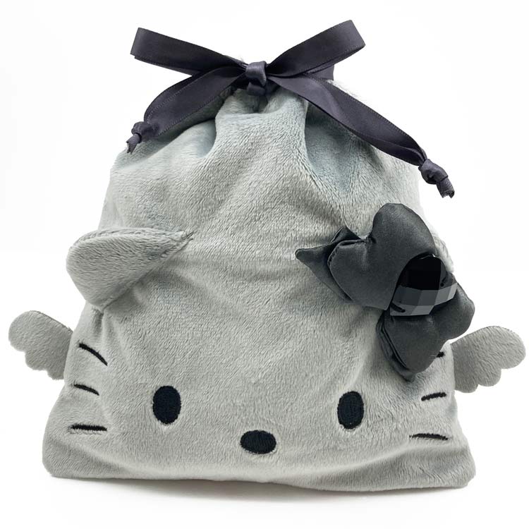 ハローキティ フェイス巾着 グレー HELLO KITTY BLACK ANGEL 680644