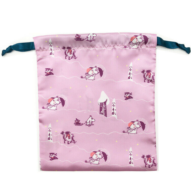Rakuten - ムーミン リボン巾着 パターン パープル 218913 SNOWY WAY HOME MOOMIN 冬 雪