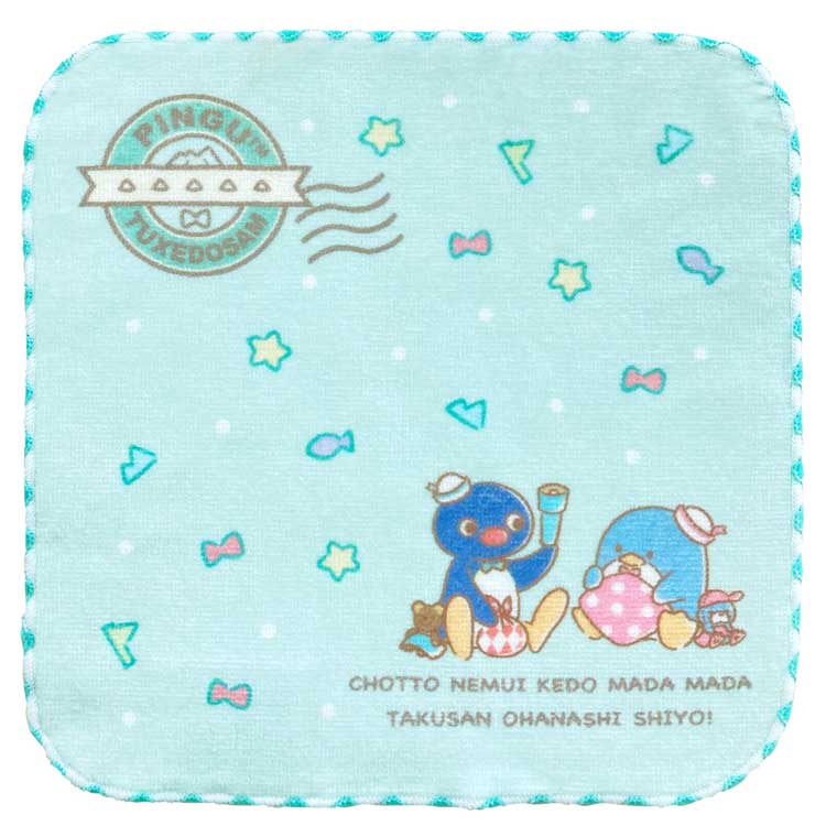 ピングー×タキシードサム ミニタオル グリーン 002381 SANRIO サンリオキャラクターズ コラボ PINGU