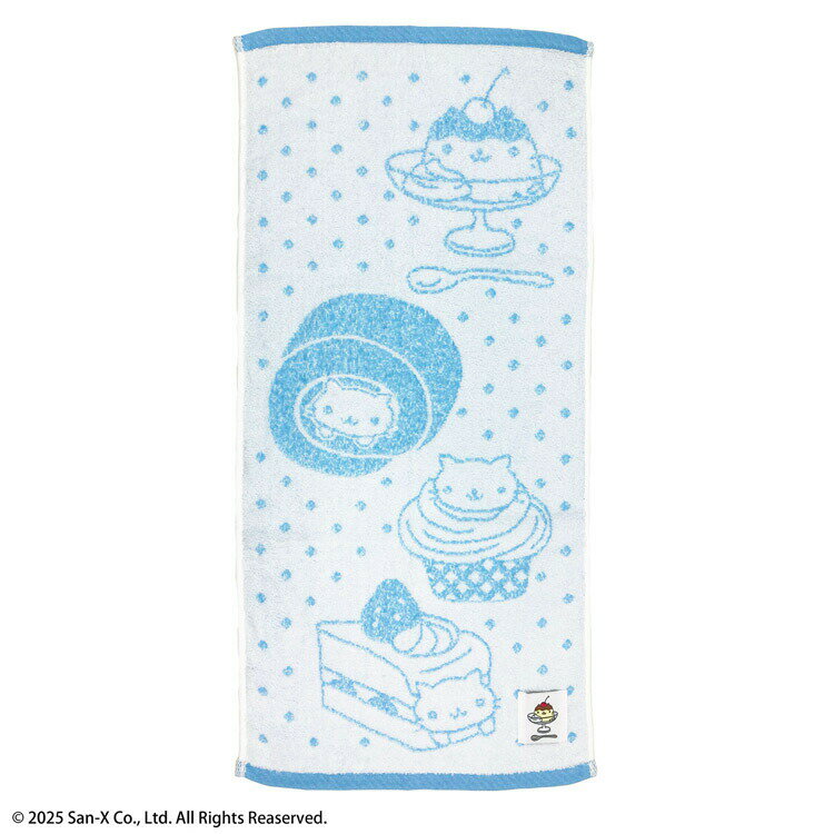 にゃんにゃんにゃんこ 無撚糸ジャガードフェイスタオル2P 水玉 855598 San-X サンエックス