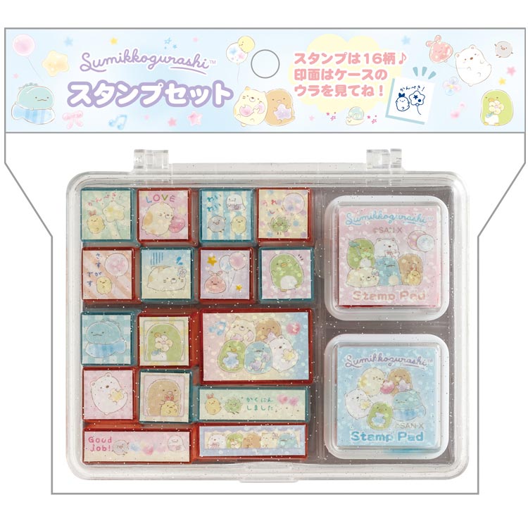 乐天商城 - すみっコぐらし スタンプセット FT75102 スタンプマーケット ハンコ 16個入 スタンプ台入