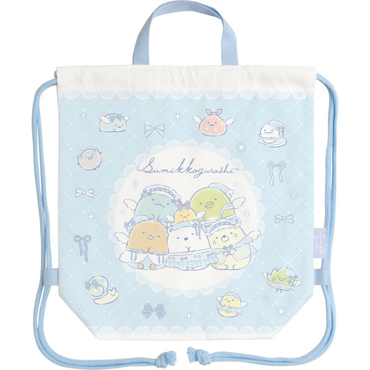 Drawstring Bags - すみっコぐらし きんちゃくL ゴーゴースクール ブルー 体操着袋 リュック型 ナップサック 巾着バッグ