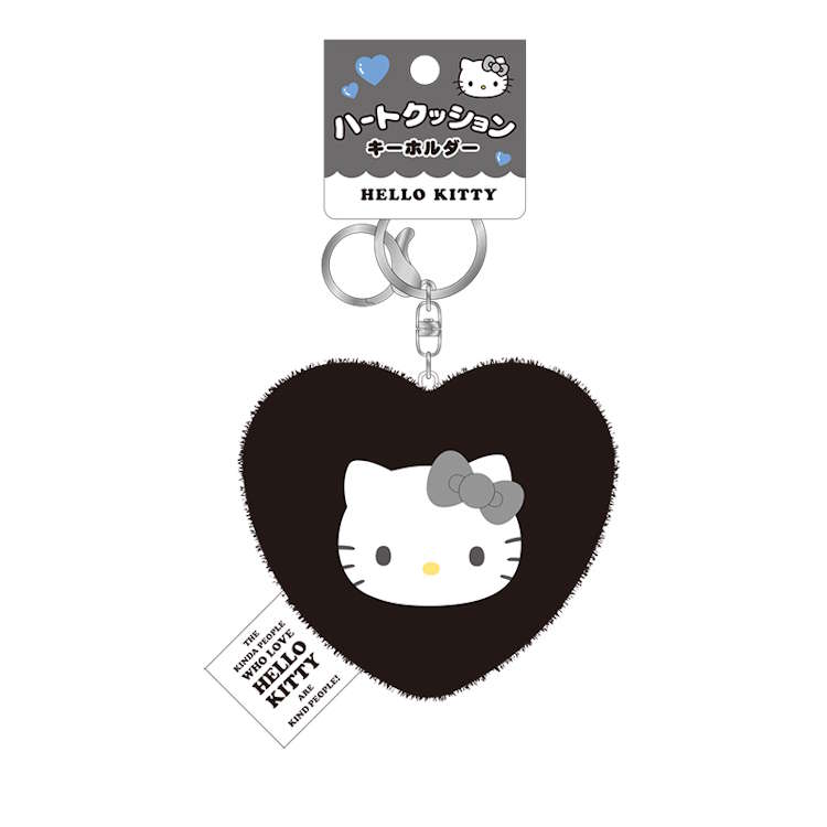 ハローキティ ハートクッションキーホルダー ブラック ファーマスコット アクセ 目印 めじるし ラブギャルモード 357315