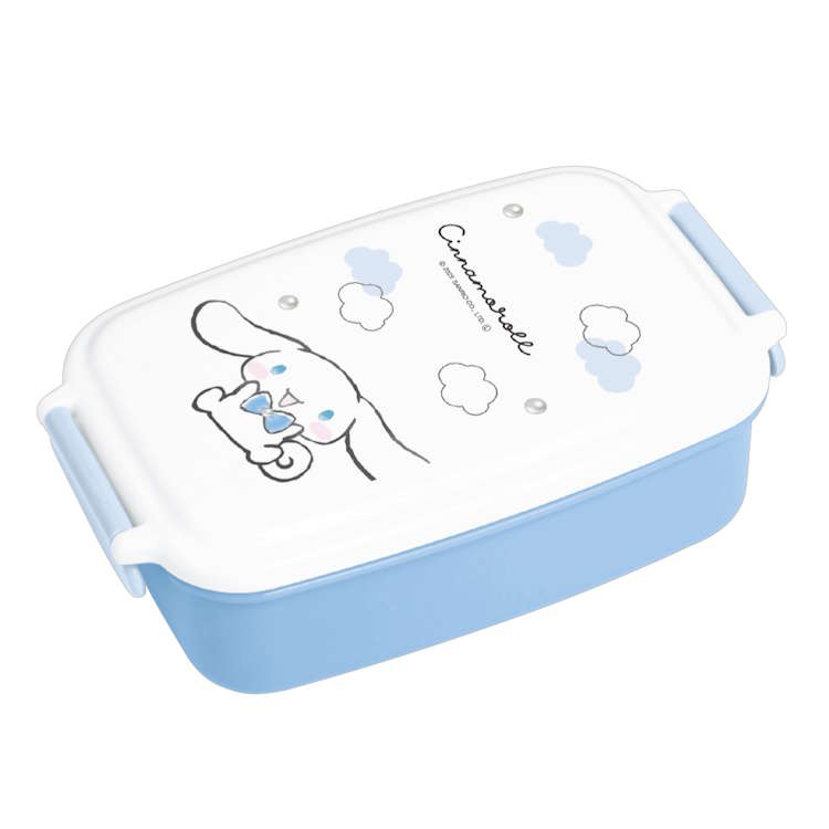 乐天商城 - シナモロール 1段ランチボックス モノクロリボン 弁当箱 べんとうばこ ごはん おかず マイ弁当 箸付き 072281