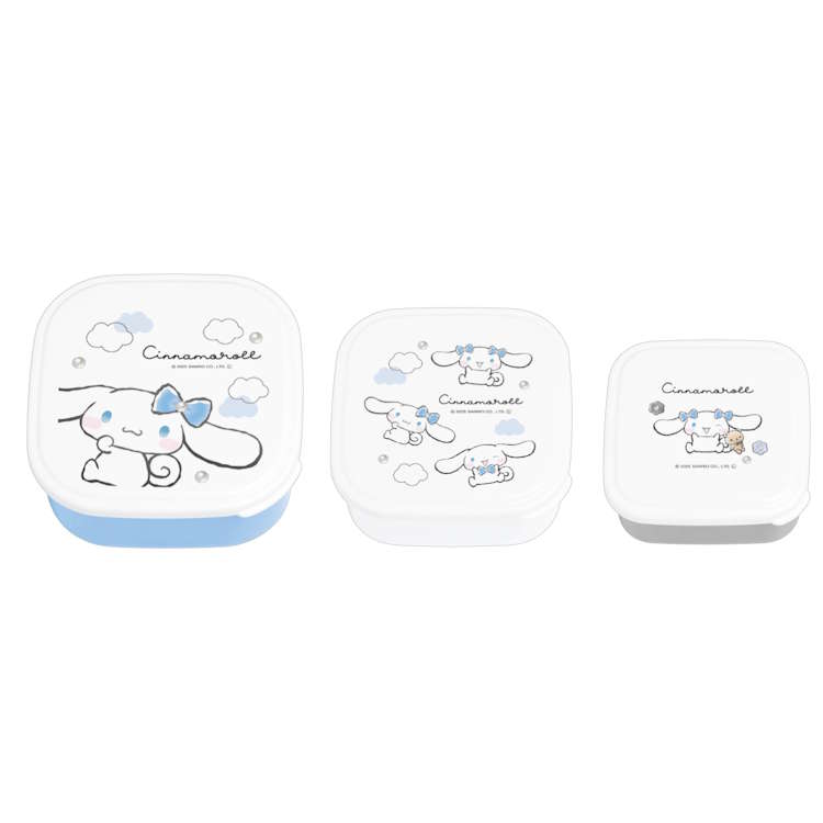 シナモロール 入れ子ランチボックス 3個入り モノクロリボン 弁当箱 べんとうばこ ごはん おかず マイ..