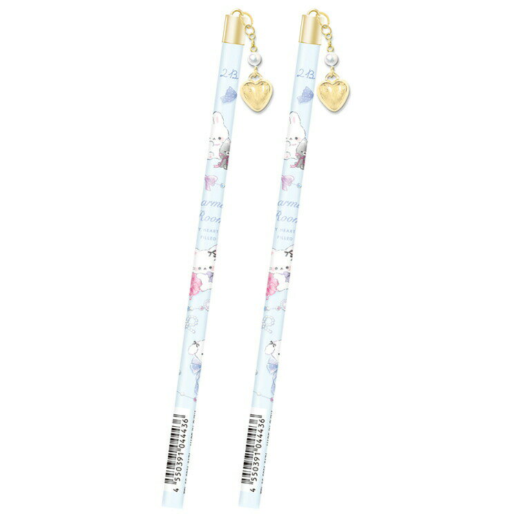 【2本セット】チャーミングルーム メタルチャーム付き鉛筆 2B 丸軸 ミニョンA バレエコア柄 044436(3.0)