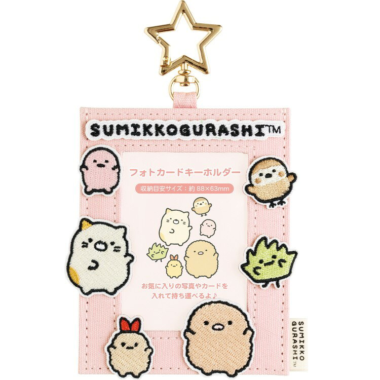 すみっコぐらし フォトキーホルダーPK ワッペンシリーズ ピンク ねこ とんかつ えびふらいのしっぽ すずめ たぴおか ざっそう 推し活