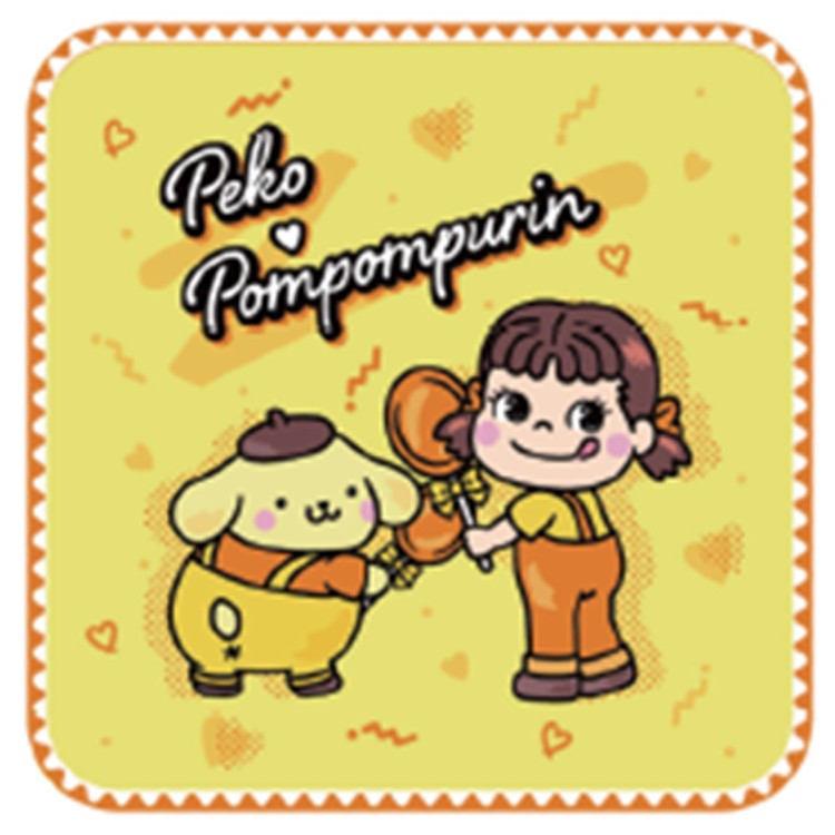 乐天商城 - ペコちゃん×ポムポムプリン ミニタオル 005252 PECO 不二家 Pom Pom Purin サンリオ