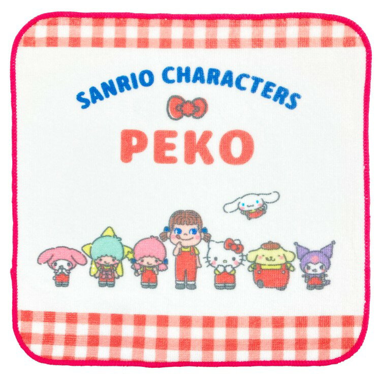 ペコちゃん×サンリオキャラクターズ ミニタオル 集合 005306 PECO 不二家 SANRIO