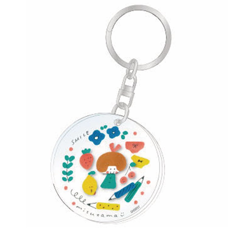 mizutama アクリルチャーム えんぴつとおんなのこ 041681 第4弾 消しゴムはんこ作家 みずたま