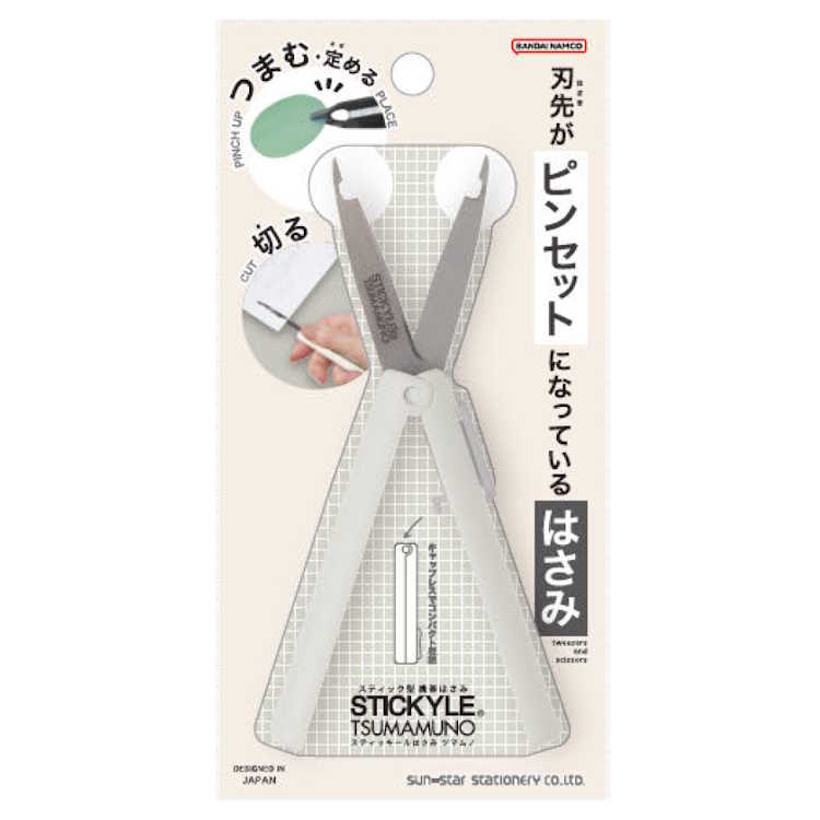 TSUMAMUNO スティッキールはさみ ホワイト ツマムノ 刃先がピンセット つまめる ハサミ コンパクト スリム シール交換活躍 038582