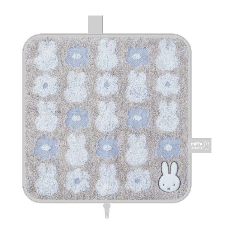 ミッフィー どっとポーチ グレー BF Basic .POUCH ファスナー付 タオル ペットボトルカバー 花