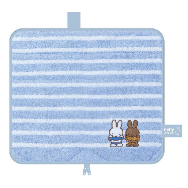 ミッフィー どっとポーチ キープ ボーダー BF Keep Stand .POUCH 保温 保冷 ファスナー付 タオル ペットボトルカバー ブルー ボーダー