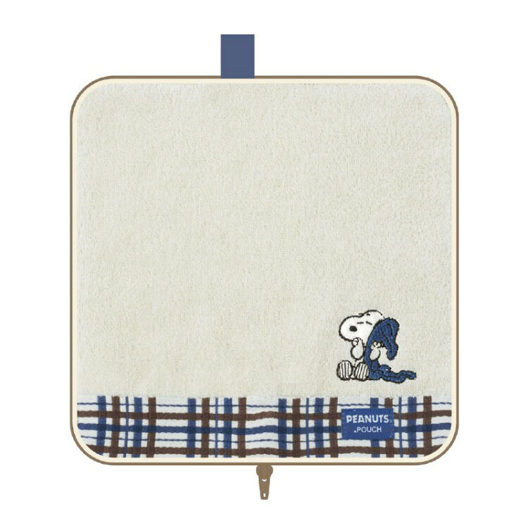 Other - スヌーピー どっとポーチ オーガニックコットン チェック BF Basic .POUCH ファスナー付 タオル ペットボトルカバー アイボリー