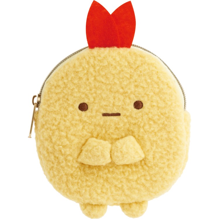 すみっコぐらし ぬいぐるみコインケース えびふらいのしっぽ ミニポーチ 小銭入れ 小物入れ ダイカットポーチ ベージュ