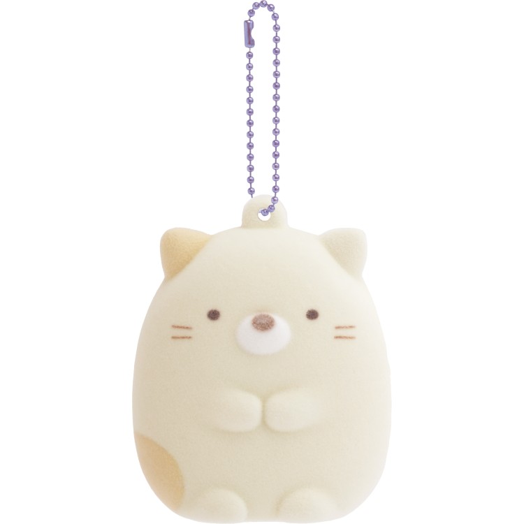 乐天商城 - すみっコぐらし ふにふにキーホルダー ねこ たぬきのまんまるレストラン フロッキー加工 ボールチェーン付マスコット