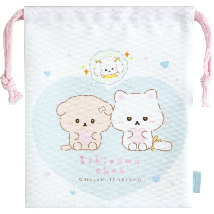 Drawstring Bags - いしよわちゃん 巾着 トラベルシリーズ いぬ ねこ 小物収納 綿 コップ袋 給食袋