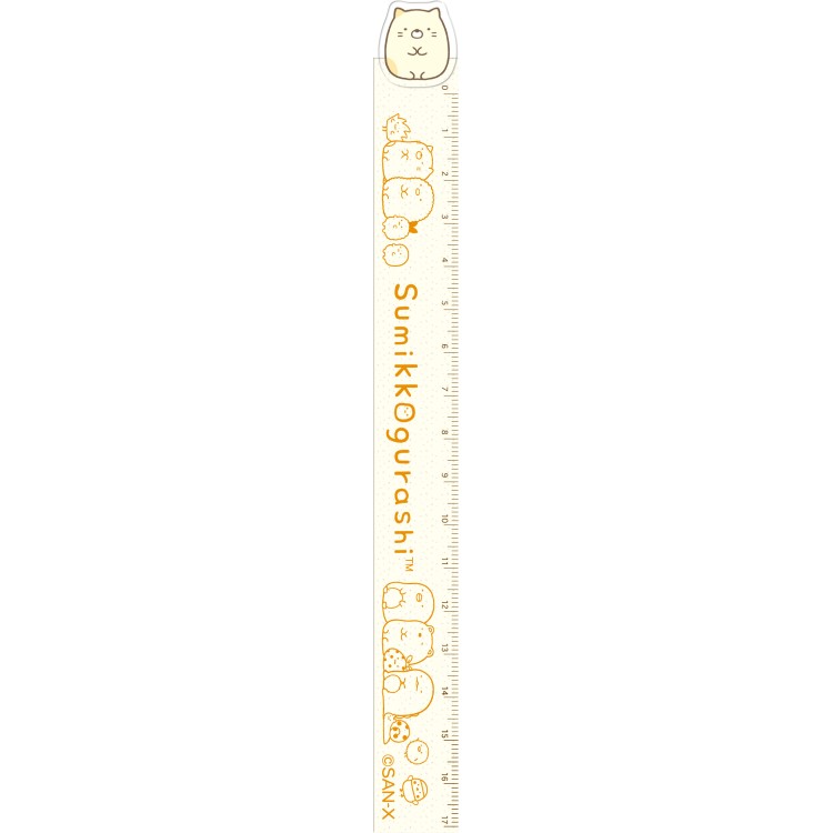 すみっコぐらし マスコット付定規17cm ねこ イエロー