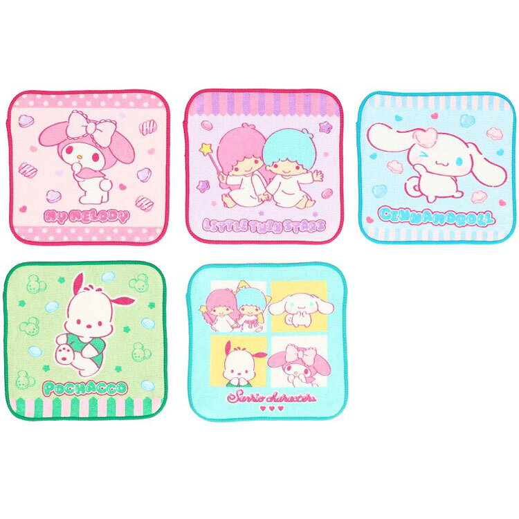 サンリオキャラクターズ ミニタオル5枚組 マシュグミキャラクターミックス 431940 SANRIO マイメロ リトルツインスターズ シナモ ポチャッコ