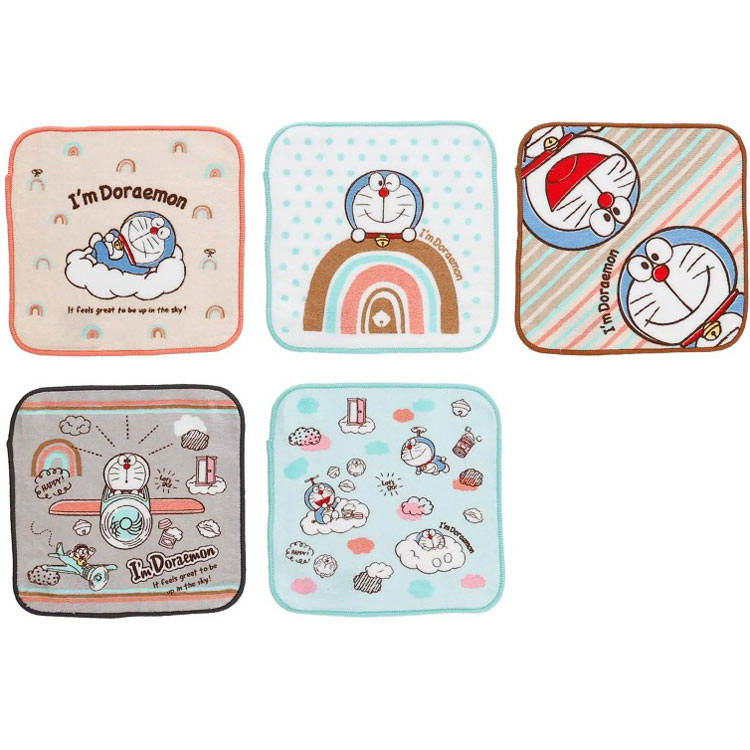 Hand Towel, Handkerchief - ドラえもん ミニタオル5P ナチュラルレインボー 008421 アイムドラえもん Doraemon