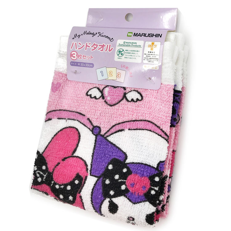 Rakuten - マイメロディ&クロミ ハンドタオル3P キューピットハート 025565 SANRIO サンリオキャラクターズ