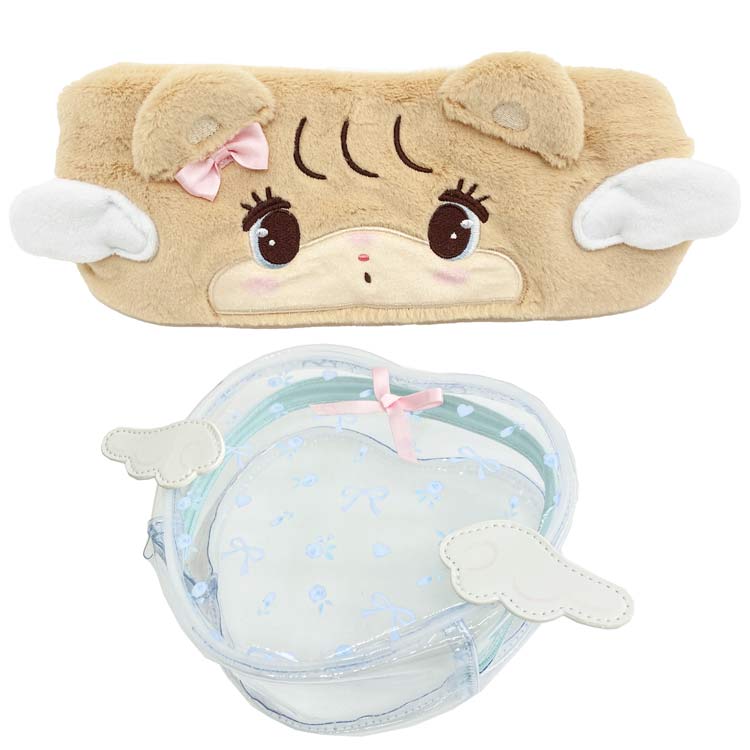 キャラクターハウス キャロルのmikko illustrations ポーチ付きヘアターバン ラテ 349054 Lil ala mode Angel｜アングル2