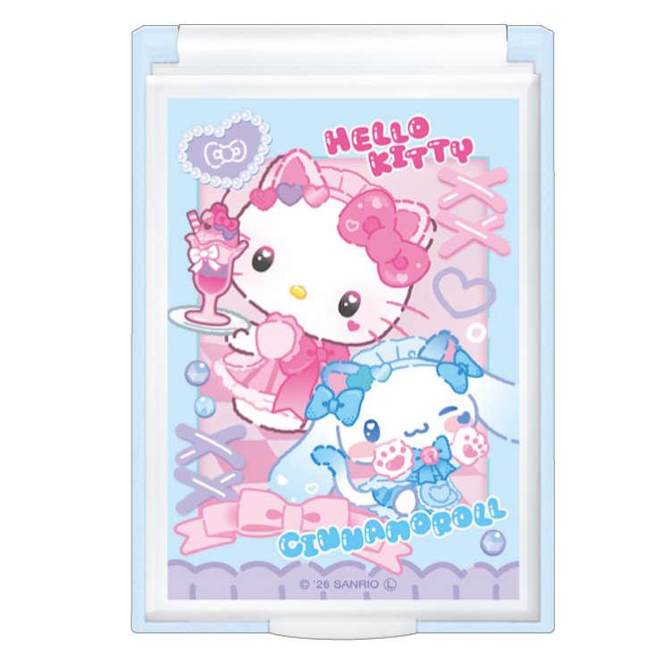 乐天商城 - ハローキティ&シナモロール カードミラーS 鏡 かがみ 卓上ミラー コンパクトミラー 持ち運び 身だしなみ 077460