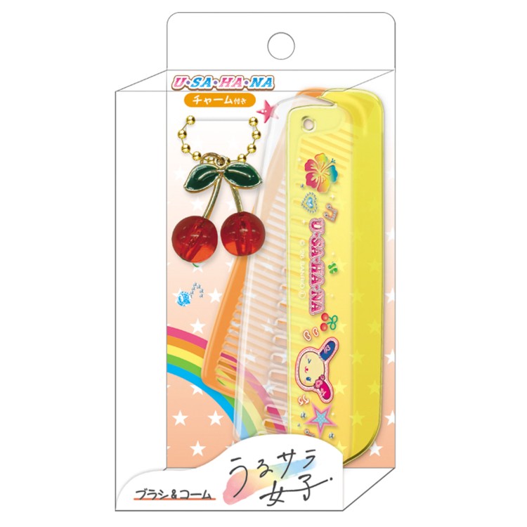 Brushes, Combs - ウサハナ チャーム付きブラシ&コーム ポップギャル 376323 usahana サンリオ