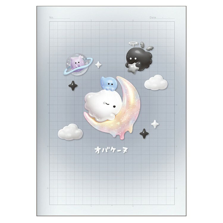 乐天商城 - オバケーヌ ミルキークリア方眼ノート ぷっくりムーン 385448 OBAKENU おばけーぬ