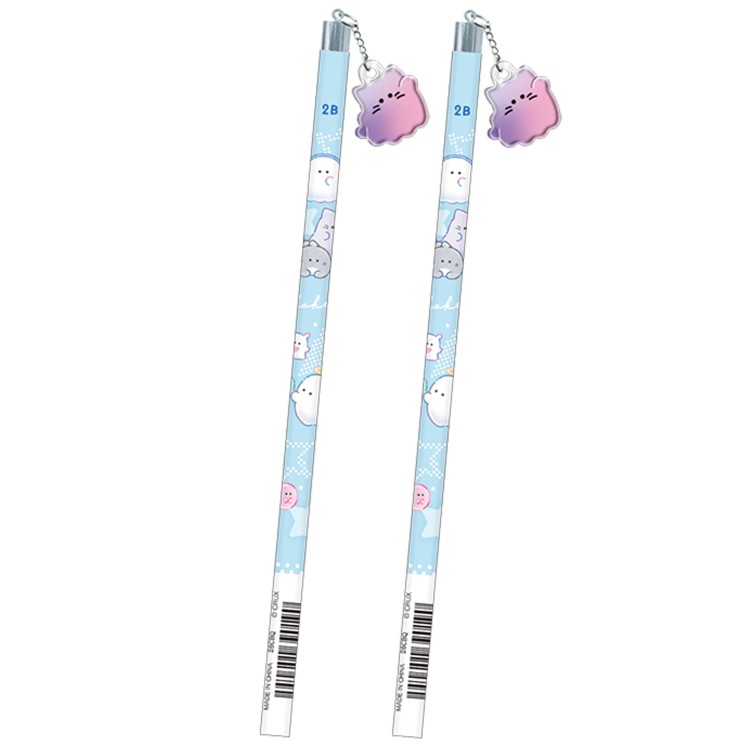 乐天商城 - 2本セット オバケーヌ うるちゅるチャーム付き鉛筆2B キラキラ 390190 OBAKENU おばけーぬ