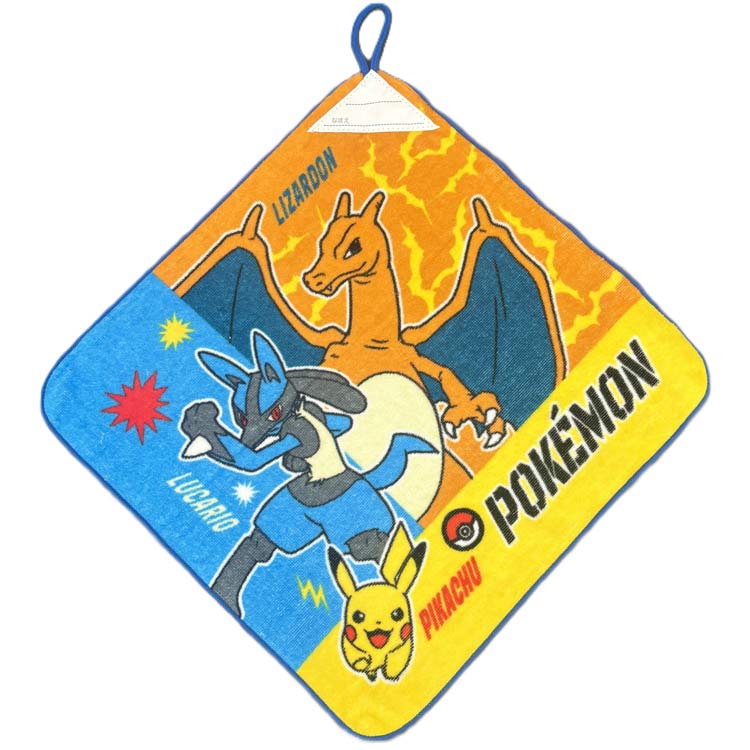 Towels, Handkerchieves - ポケットモンスター ループ付きタオル P4498 手拭きタオル ハンドタオル ぶらさげる ピカチュウ ルカリオ 入園入学 090274