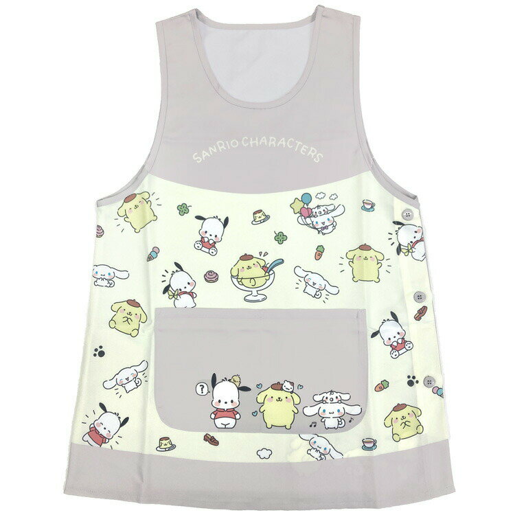 乐天商城 - サンリオキャラクターズ エプロン 転写脇釦 M〜L グレー 905251 サンリオ SANRIO