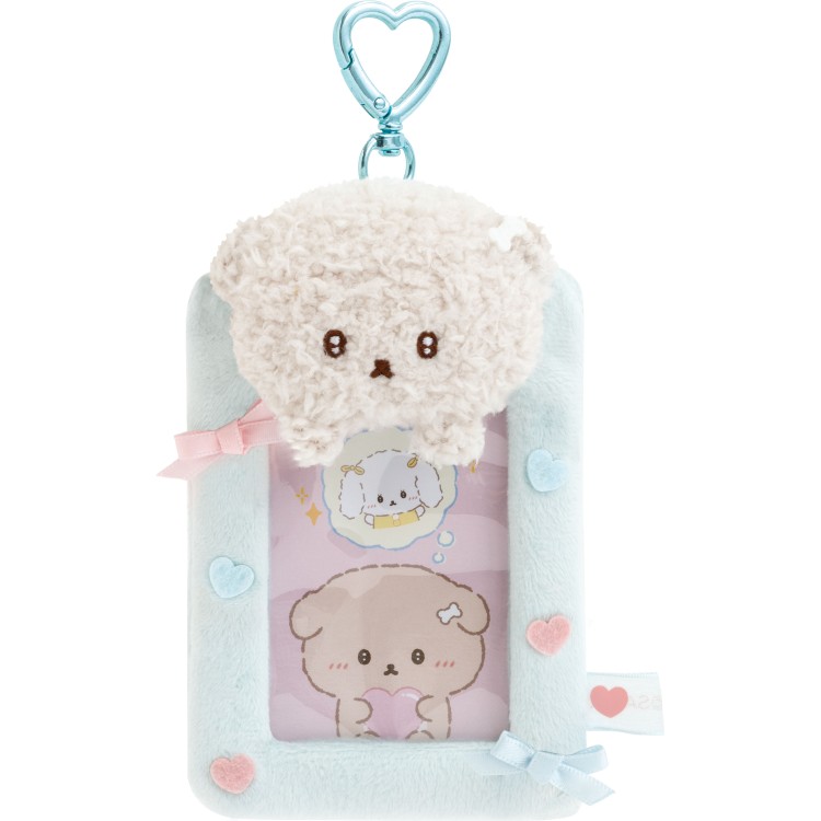 乐天商城 - いしよわちゃん だいすきフォトキーホルダー いしよわちゃん 推しだいすき 推し活グッズ ブルー 水色 ぬいぐるみフェイス ハートカラビナ リボン付