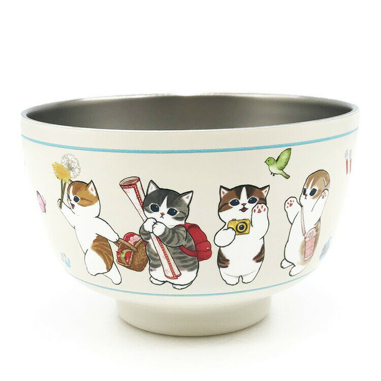 乐天商城 - mofusand ステンレス真空二重お椀450ml 出発進行 051577 モフサンド ぢゅの 猫