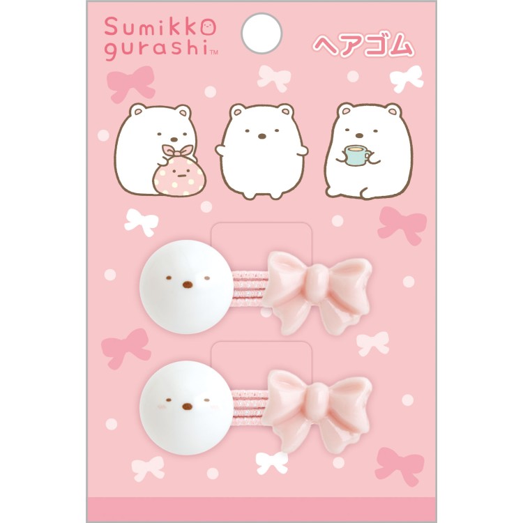 【3月下旬以降〜出荷】 すみっコぐらし ヘアゴム しろくま ヘアポニー リボン フェイス