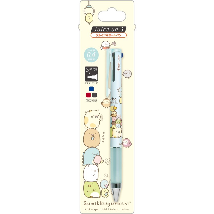 Ball-Points - すみっコぐらし ジュースアップ3C 0.4mm PR16404 ブルー 3色ボールペン 黒赤青 Juice up 3 ゲルインキ