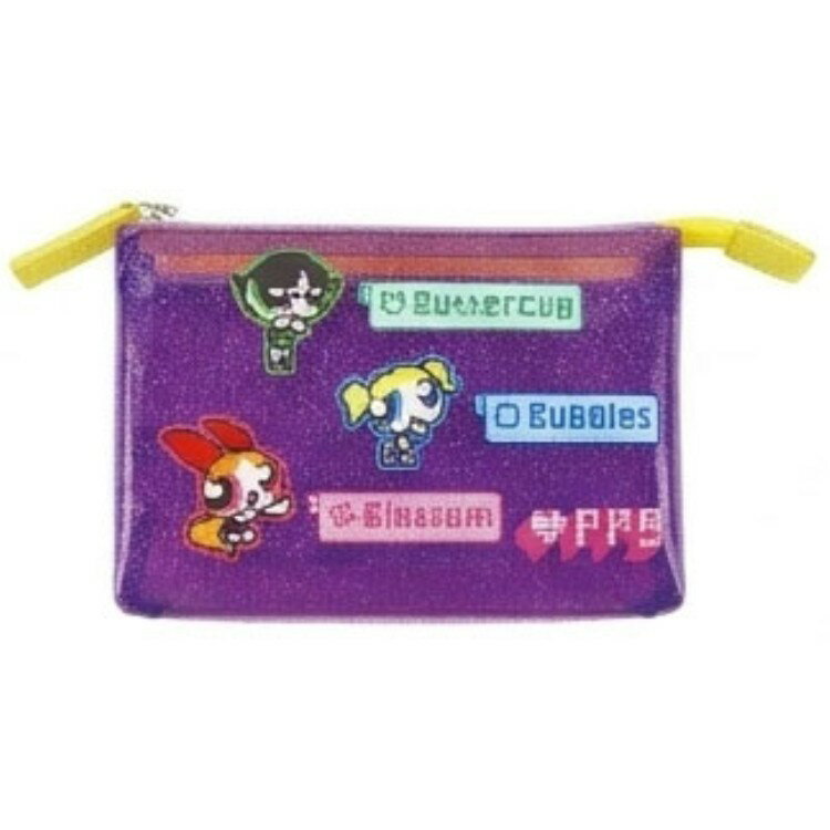乐天商城 - パワーパフガールズ 3ポケットポーチ パープル 339718 カラフルピクセル パワパフ The Powerpuff Girls