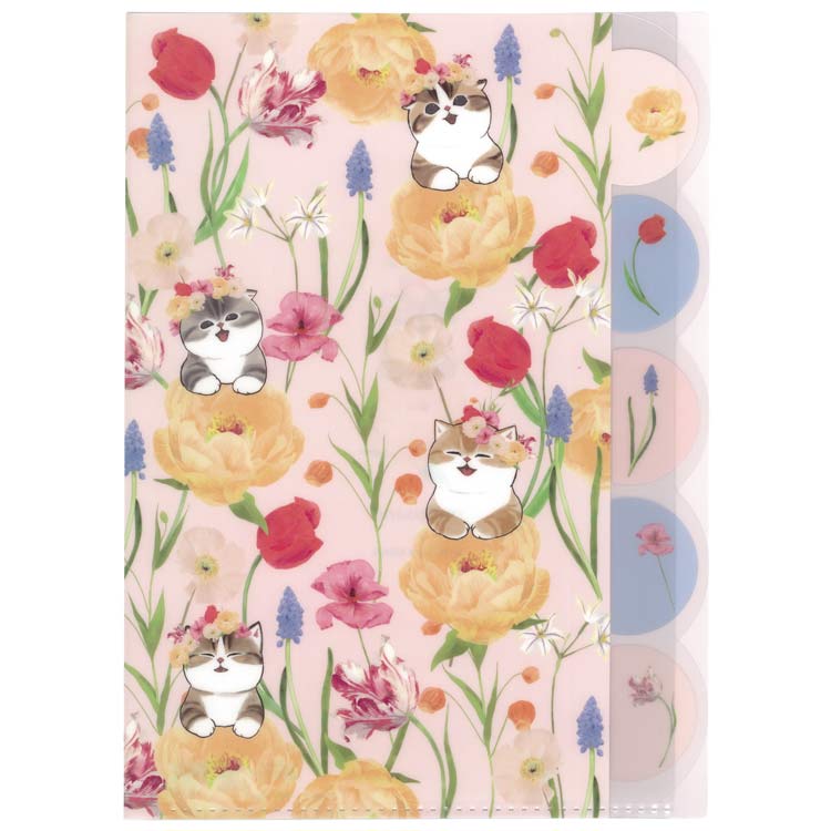 Rakuten - mofusand×日比谷花壇 A4ダイカットクリアファイル5P Bloom 044040 モフサンド ぢゅの 猫 HIBIYA-KADANコラボ