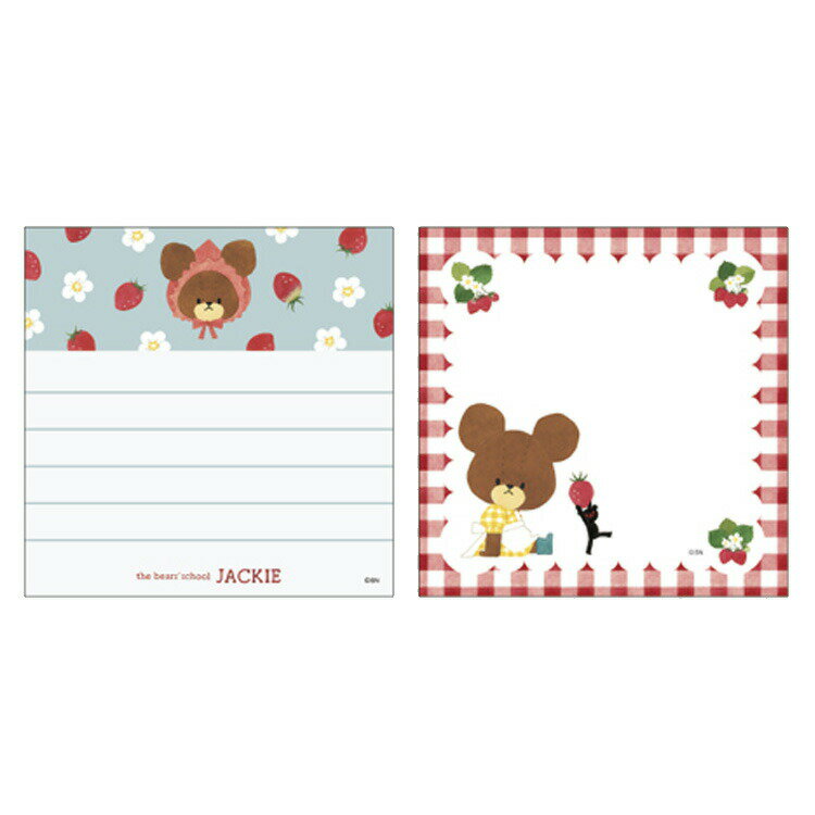 くまのがっこう スクエア メモパッド 赤 811862 いちご