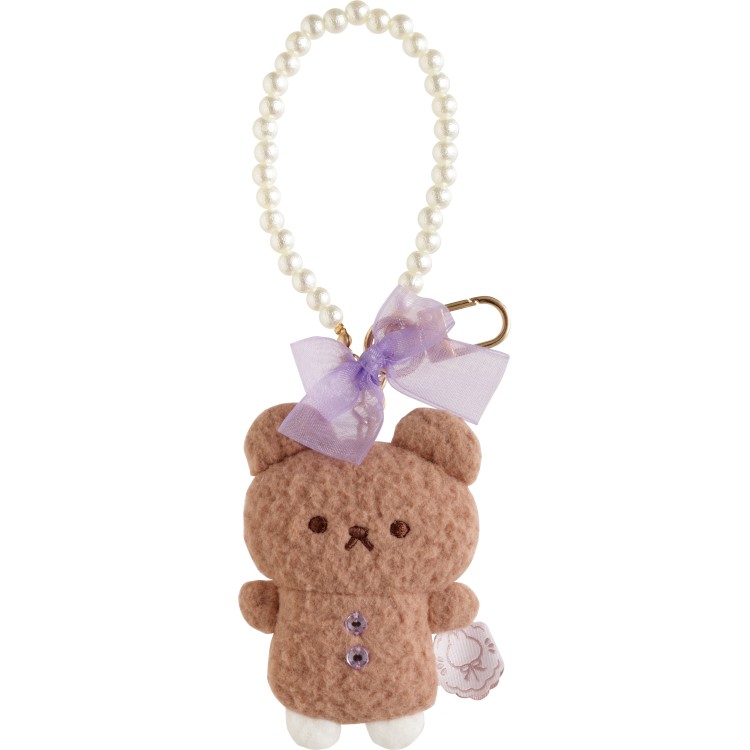 【4月中旬以降〜出荷】シュガーココムー ぶらさげぬいぐるみ ココア クッキーベアーズ ココア ぬいぐるみキーホルダー パール リボン くま ブラウン