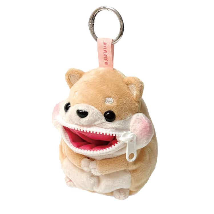 乐天商城 - ほおばりいず ぱくぱくポーチ しばいぬ ダイカット ぬいぐるみポーチ 口がチャック 小物入れ 050003