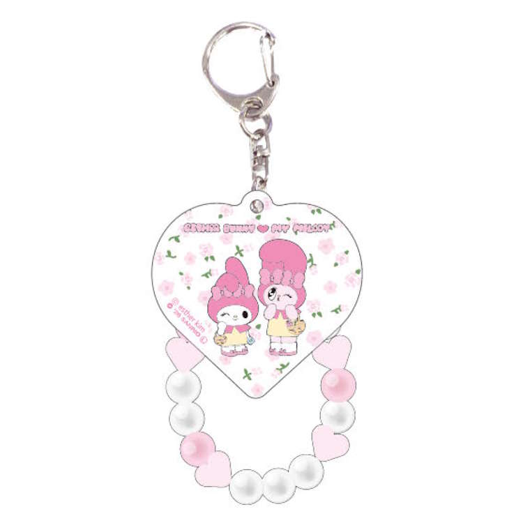 エスターバニー×マイメロディ ビーズ付きアクリルキーホルダー W キーホルダー 目印 めじるし コレクション 053851