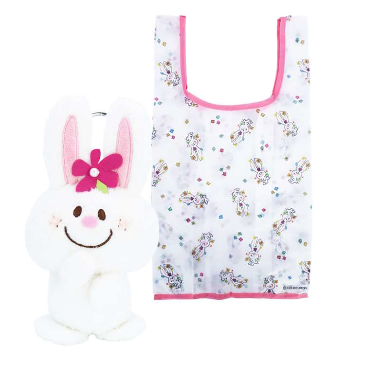 Rakuten - 水森亜土 ぬいぐるみエコバッグ うさぎ ダイカット 買い物袋 サブバッグ コンパクト ミニポーチ 223531