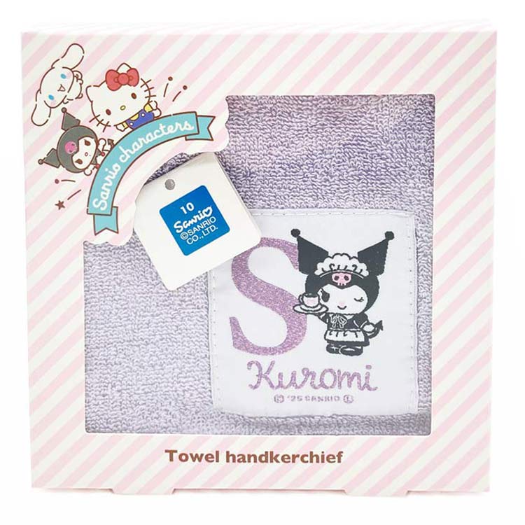 Hand Towel, Handkerchief - クロミ タオルハンカチ S 903813 イニシャル KUROMI サンリオ