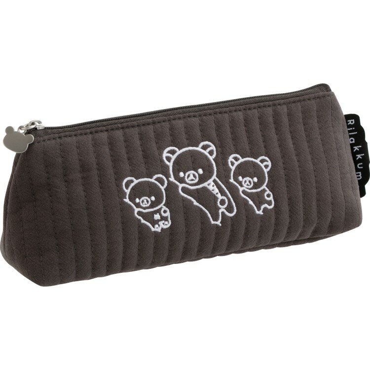 乐天商城 - リラックマ ペンポーチ BASIC RILAKKUMA MONOCHROME ベーシックリラックマ モノクロ キルティング グレー ペンケース